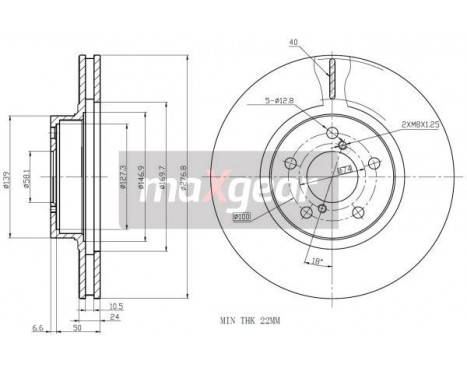 Brake Disc 19-2505MAX Maxgear