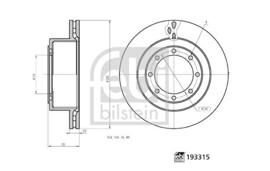 Brake disc 193315 FEBI