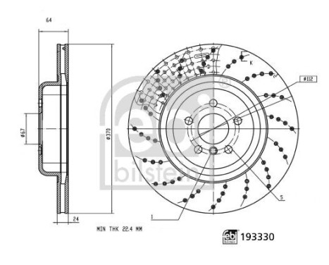 Brake disc 193330 FEBI
