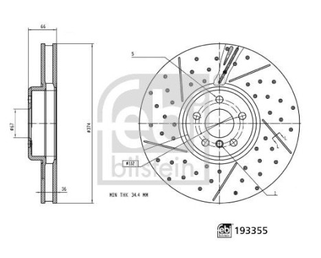 Brake disc 193355 FEBI