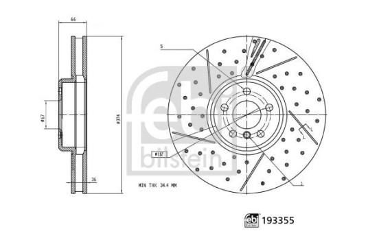 Brake disc 193355 FEBI