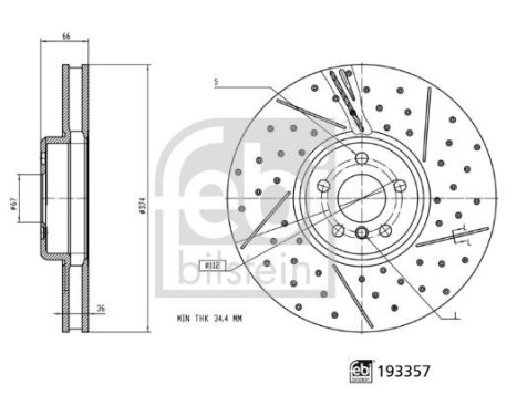 Brake disc 193357 FEBI
