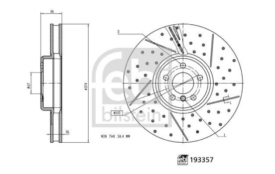 Brake disc 193357 FEBI