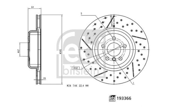 Brake disc 193366 FEBI