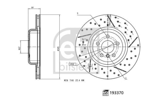 Brake disc 193370 FEBI