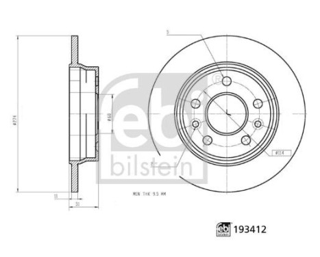 Brake disc 193412 FEBI