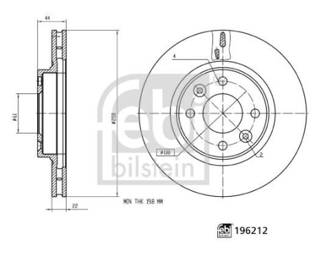 Brake disc 196212 FEBI