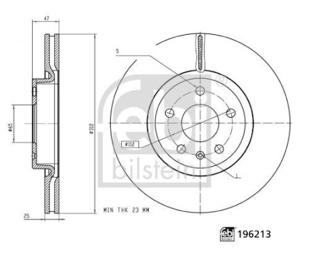 Brake disc 196213 FEBI