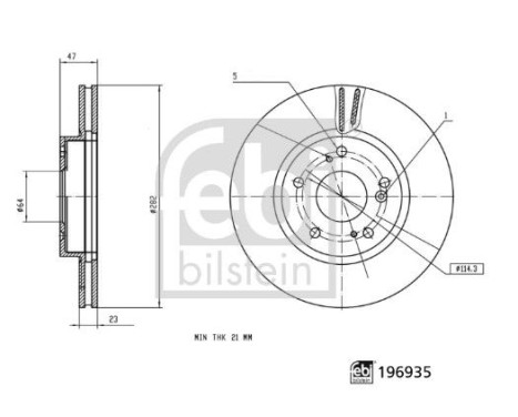 Brake disc 196935 FEBI