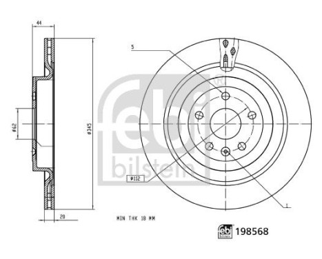 Brake disc 198568 FEBI