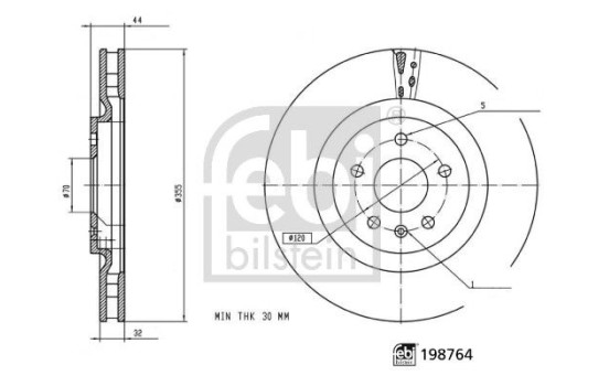 Brake disc 198764 FEBI