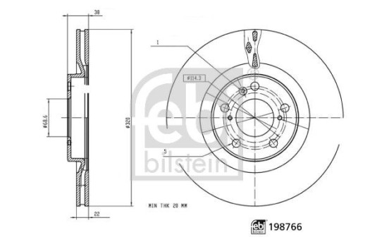 Brake disc 198766 FEBI