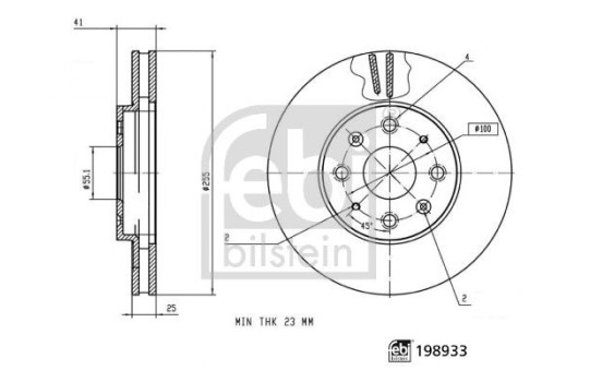 Brake disc 198933 FEBI