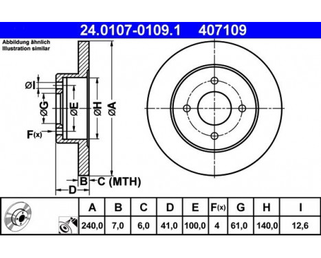 Brake Disc 24.0107-0109.1 ATE, Image 2