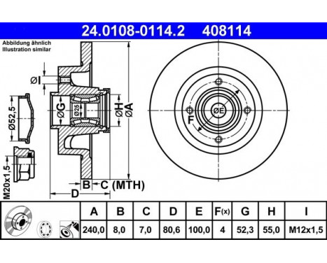 Brake Disc 24.0108-0114.2 ATE, Image 2