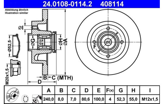 Brake Disc 24.0108-0114.2 ATE, Image 2