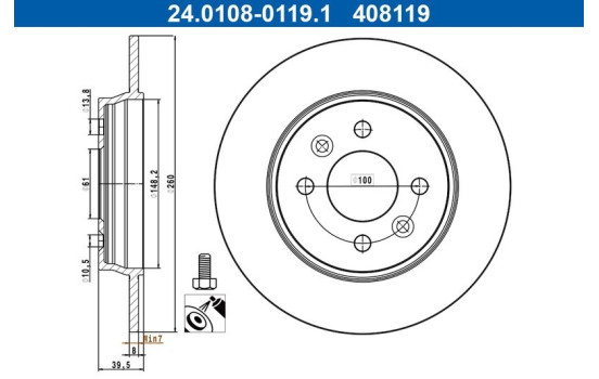 Brake disc 24.0108-0119.1 ATE