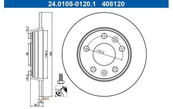 Brake disc 24.0108-0120.1 ATE