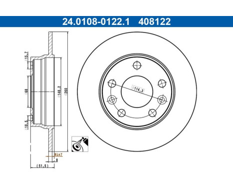 Brake disc 24.0108-0122.1 ATE