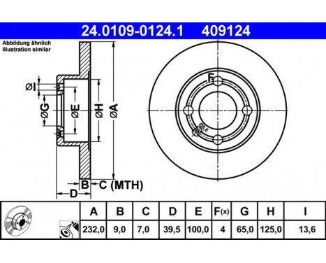 Brake Disc 24.0109-0124.1 ATE, Image 2