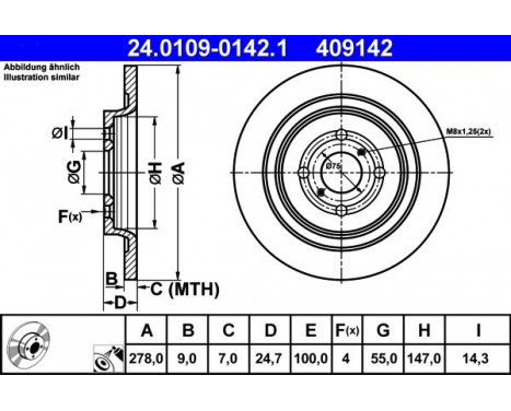 Brake Disc 24.0109-0142.1 ATE, Image 2