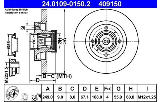 Brake Disc 24.0109-0150.2 ATE, Image 2