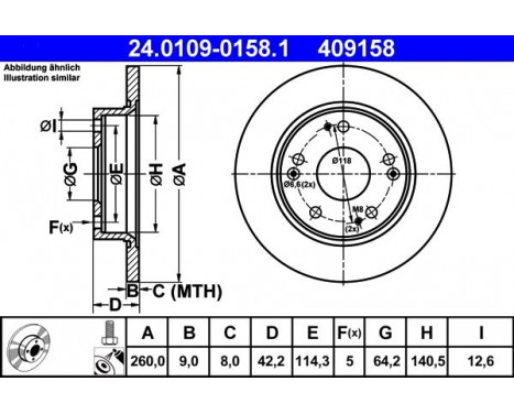 Brake Disc 24.0109-0158.1 ATE, Image 2