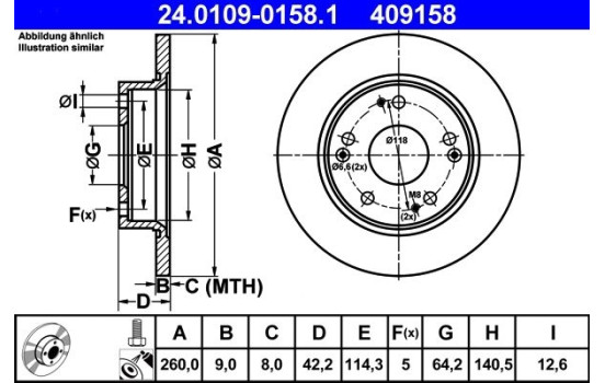 Brake Disc 24.0109-0158.1 ATE, Image 2