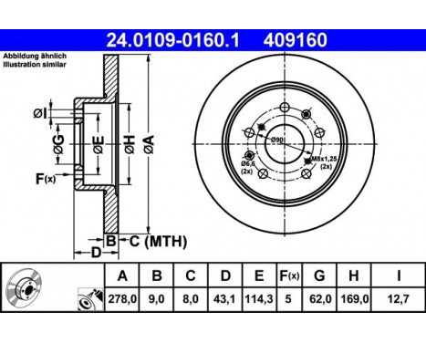 Brake Disc 24.0109-0160.1 ATE, Image 2