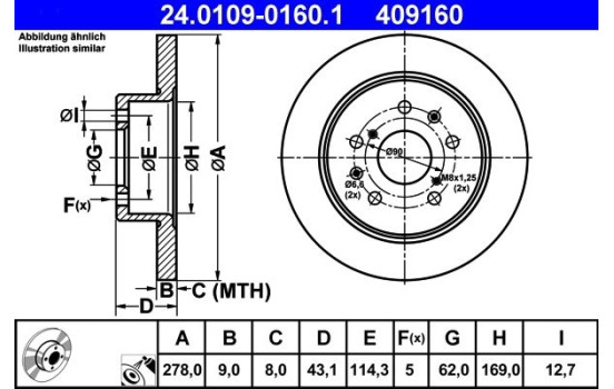 Brake Disc 24.0109-0160.1 ATE, Image 2