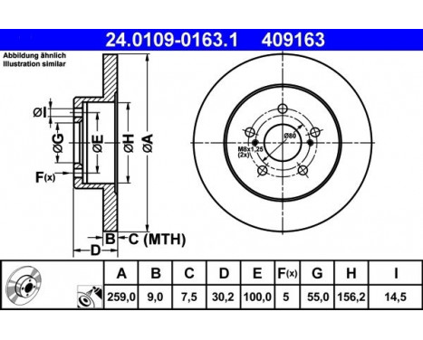 Brake Disc 24.0109-0163.1 ATE, Image 2