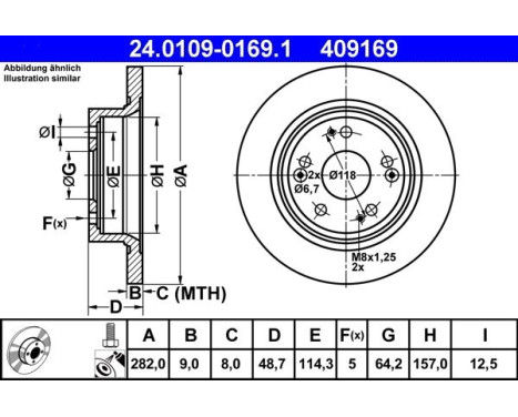 Brake Disc 24.0109-0169.1 ATE, Image 2