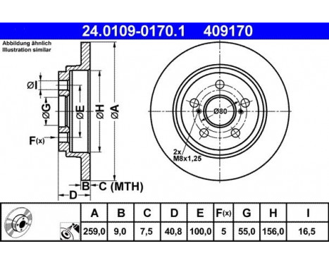 Brake Disc 24.0109-0170.1 ATE, Image 2