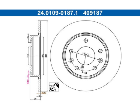 Brake disc 24.0109-0187.1 ATE