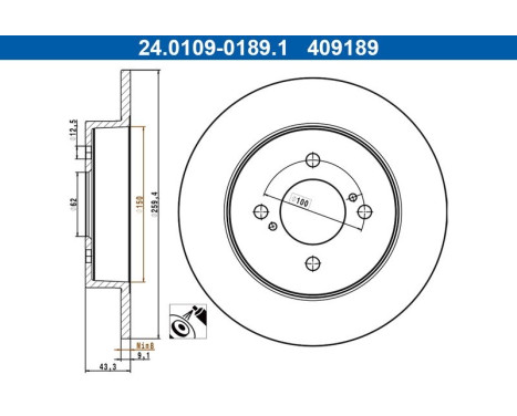 Brake disc 24.0109-0189.1 ATE