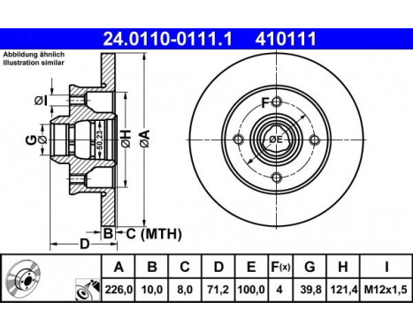 Brake Disc 24.0110-0111.1 ATE, Image 2