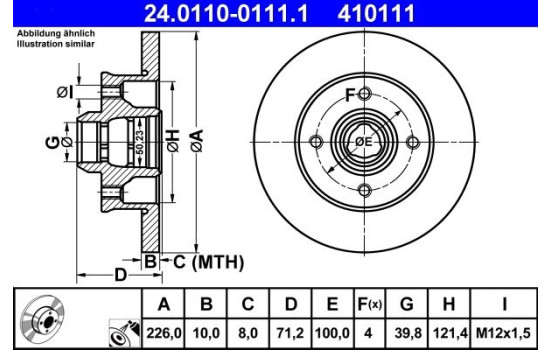 Brake Disc 24.0110-0111.1 ATE, Image 2