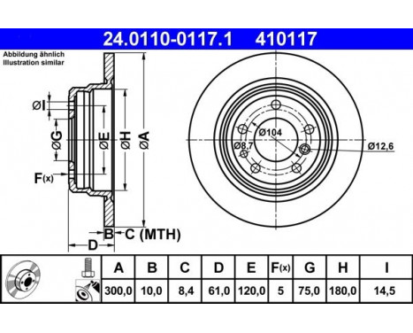 Brake Disc 24.0110-0117.1 ATE, Image 2