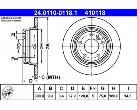 Brake Disc 24.0110-0118.1 ATE, Image 2