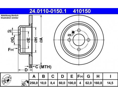 Brake Disc 24.0110-0150.1 ATE, Image 3