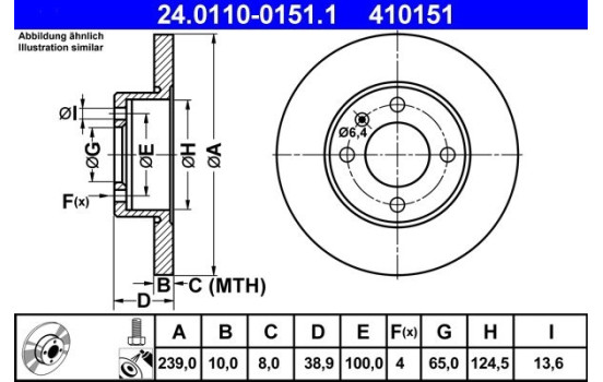 Brake Disc 24.0110-0151.1 ATE, Image 3