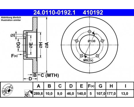 Brake Disc 24.0110-0192.1 ATE, Image 2