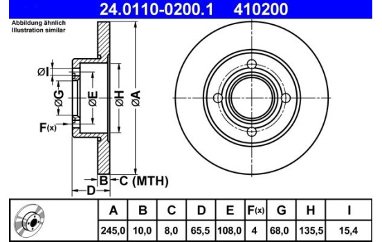 Brake Disc 24.0110-0200.1 ATE, Image 2