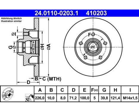 Brake Disc 24.0110-0203.1 ATE, Image 2