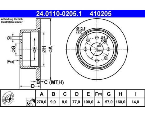 Brake Disc 24.0110-0205.1 ATE, Image 2