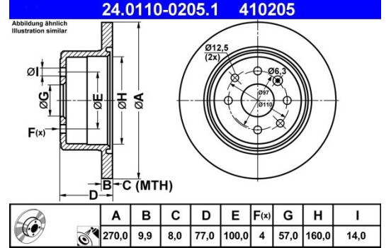 Brake Disc 24.0110-0205.1 ATE, Image 2
