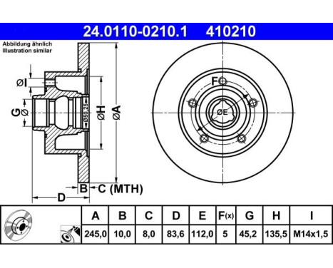 Brake Disc 24.0110-0210.1 ATE, Image 2