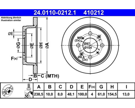 Brake Disc 24.0110-0212.1 ATE, Image 2