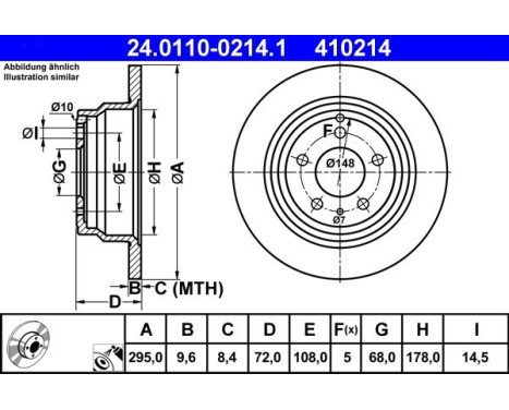 Brake Disc 24.0110-0214.1 ATE, Image 3