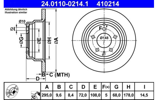 Brake Disc 24.0110-0214.1 ATE, Image 3